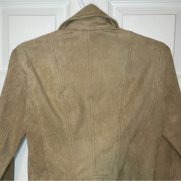 ABERCROMBIE Faux Suede Moto Tassel Tan Jacket small - Picture 7 of 8